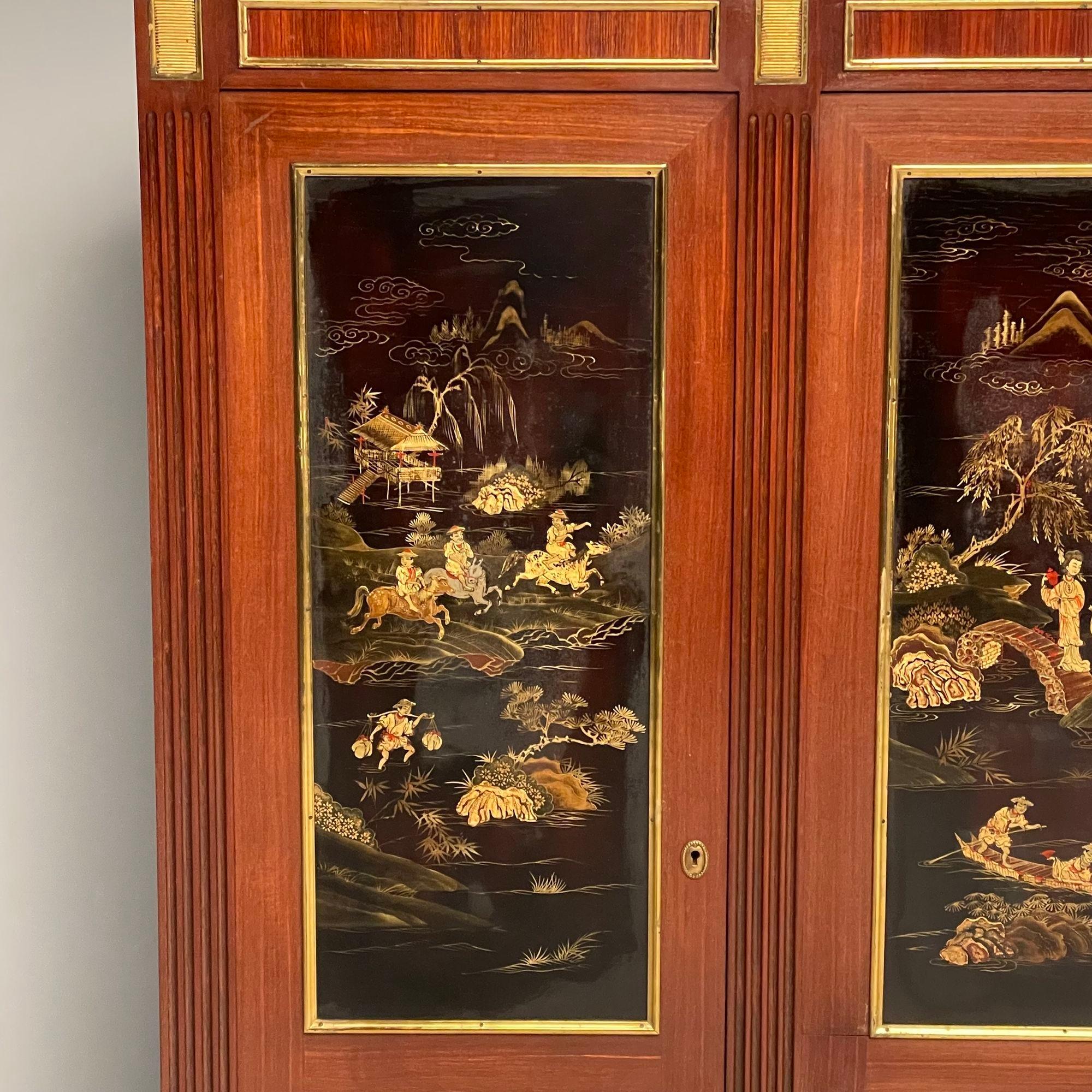 Maison Jansen Style, Louis XVI, Chinoiserie, Mahogany, Black Lacquer, Parquetry For Sale 10