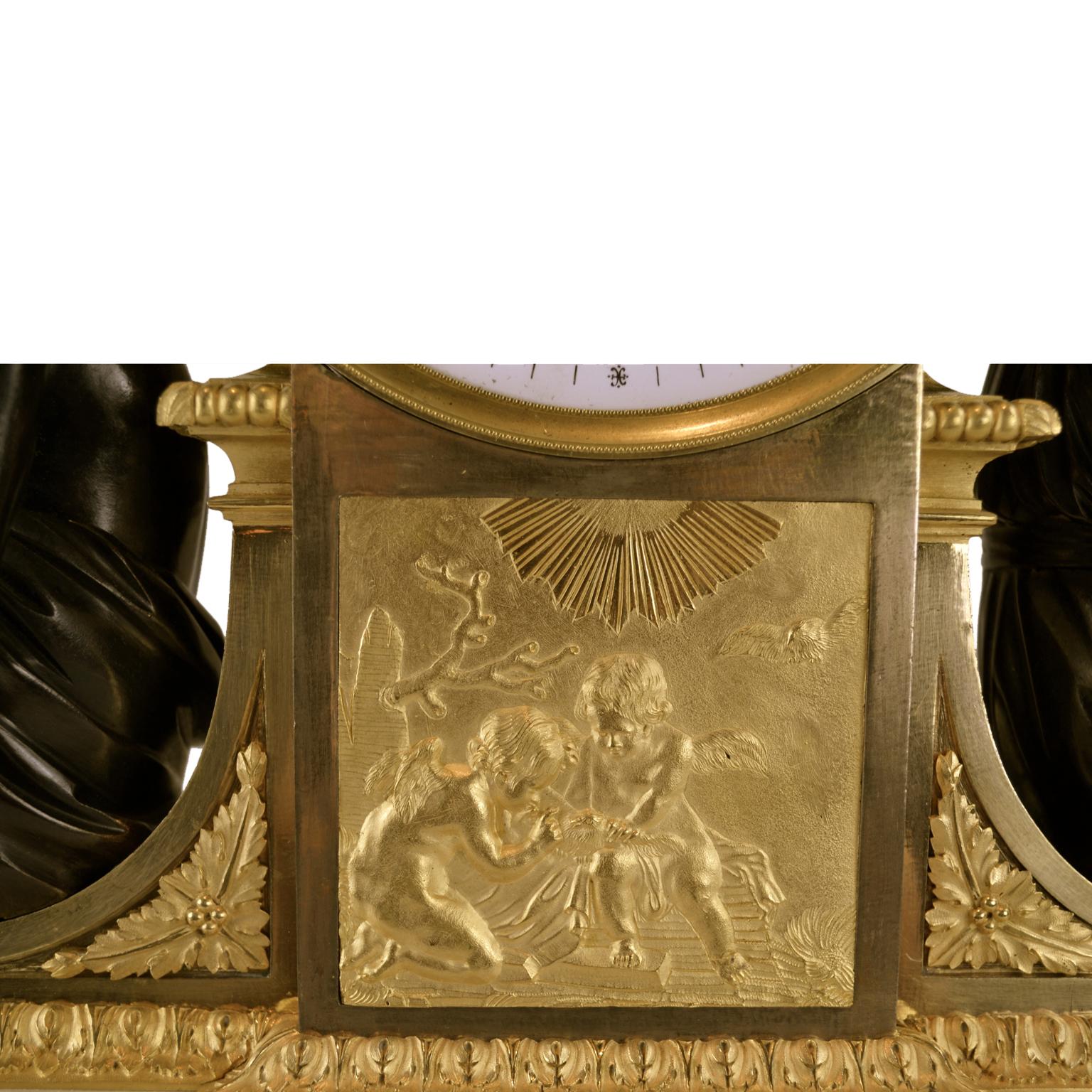 French Louis XVI Clock Depicting L’Etude 'Learning' et La Philosophie 'Philosophy' For Sale