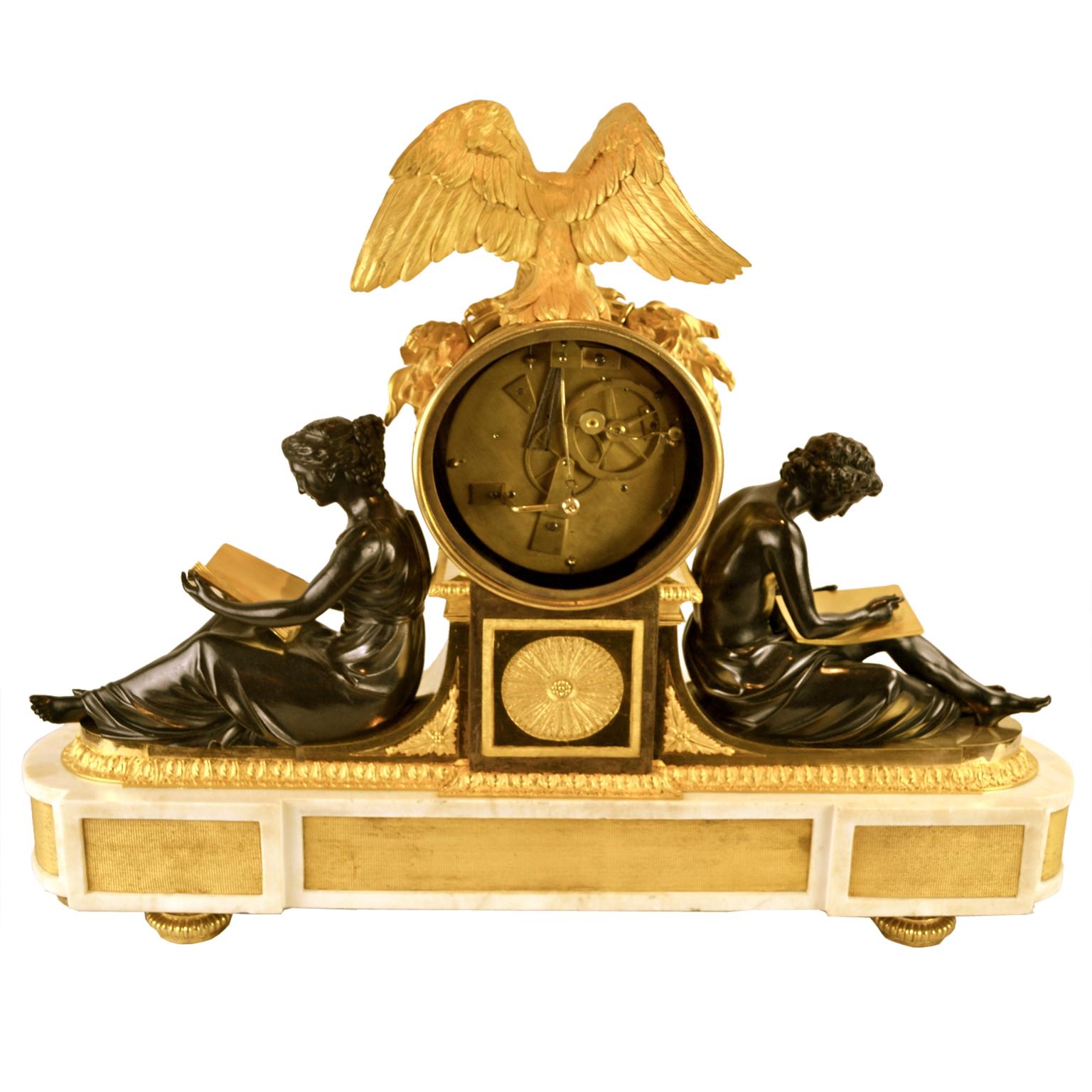 Horloge Louis XVI représentant l'Étude et la philosophie de l'Étude en vente 1