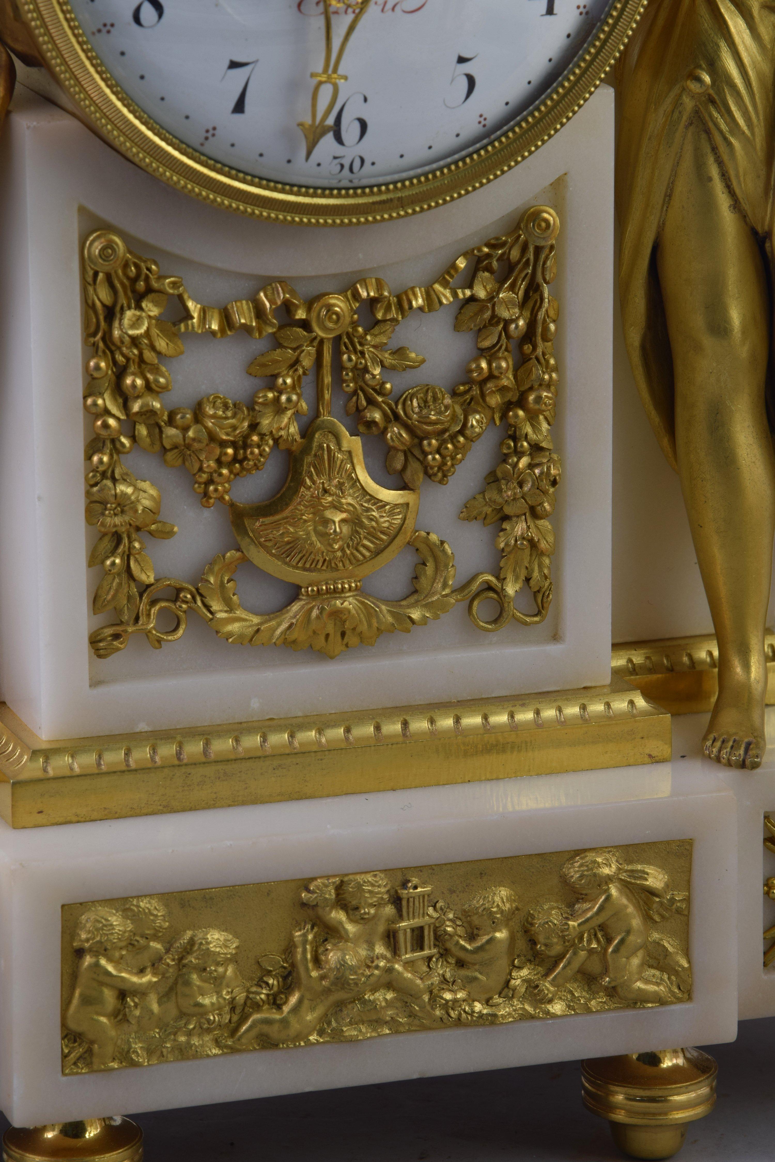 Louis XVI-Uhren und Kronleuchter. POCHON. Paris, um das späte 18. Jahrhundert im Angebot 4