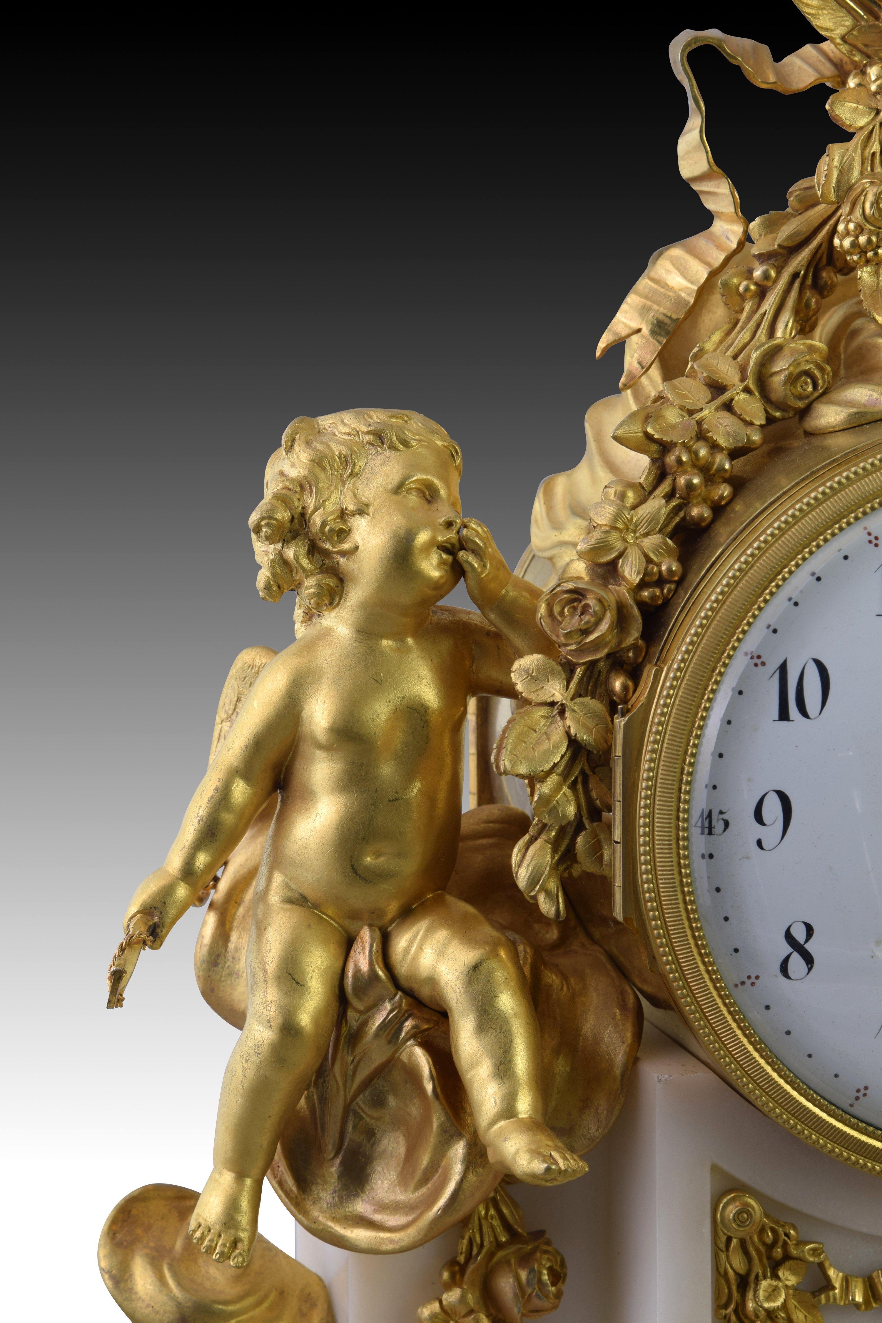 Louis XVI-Uhren und Kronleuchter. POCHON. Paris, um das späte 18. Jahrhundert im Angebot 2