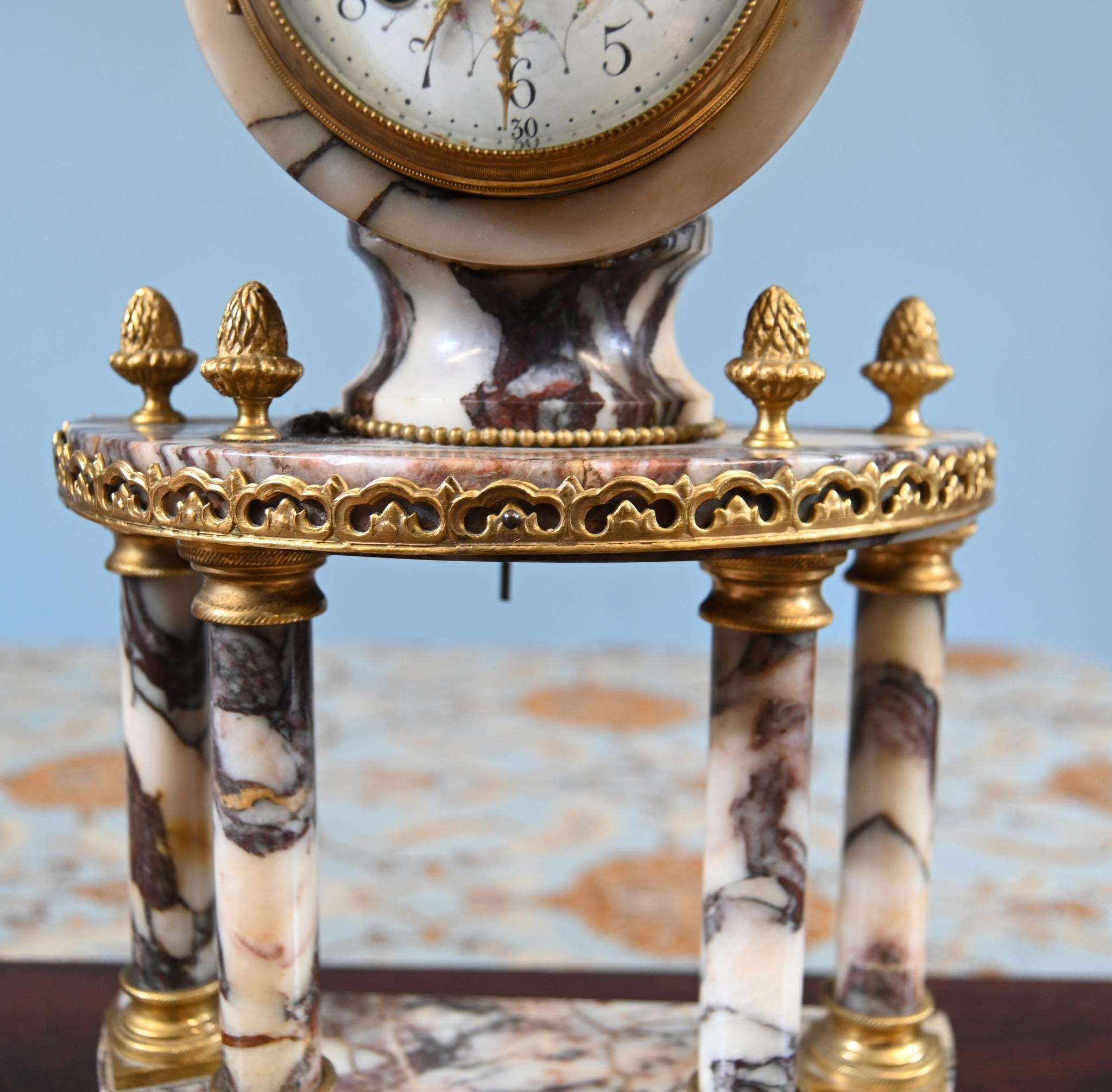 Louis XVI Clock Set Garniture Marble Gilt Candelabras French 1890 For Sale 12