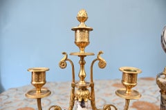Juego de Relojes Luis XVI Garniture Candelabros de Mármol Dorado Francés 1890