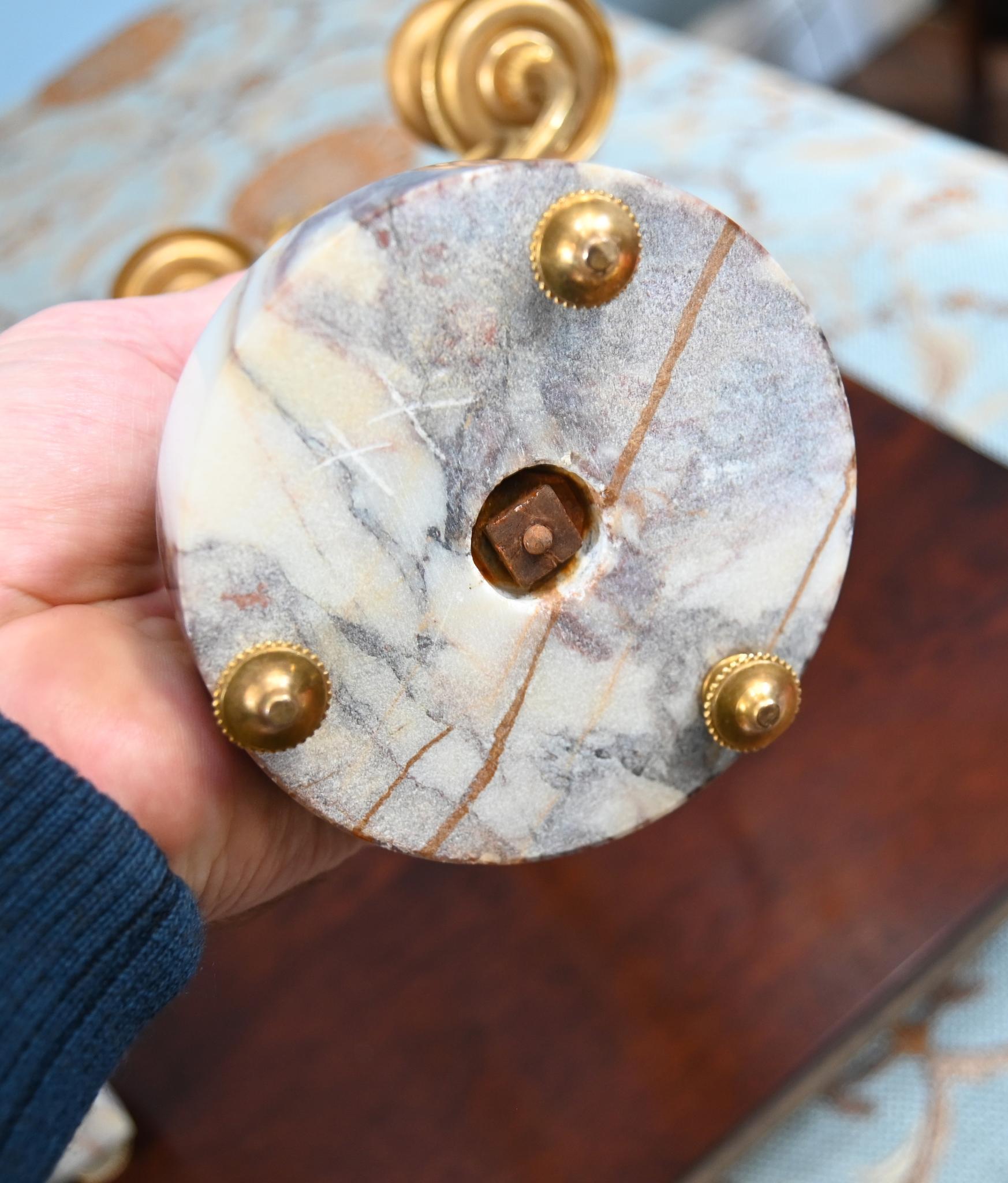 Louis XVI Clock Set Garniture Marble Gilt Candelabras French 1890 In Good Condition For Sale In Potters Bar, GB