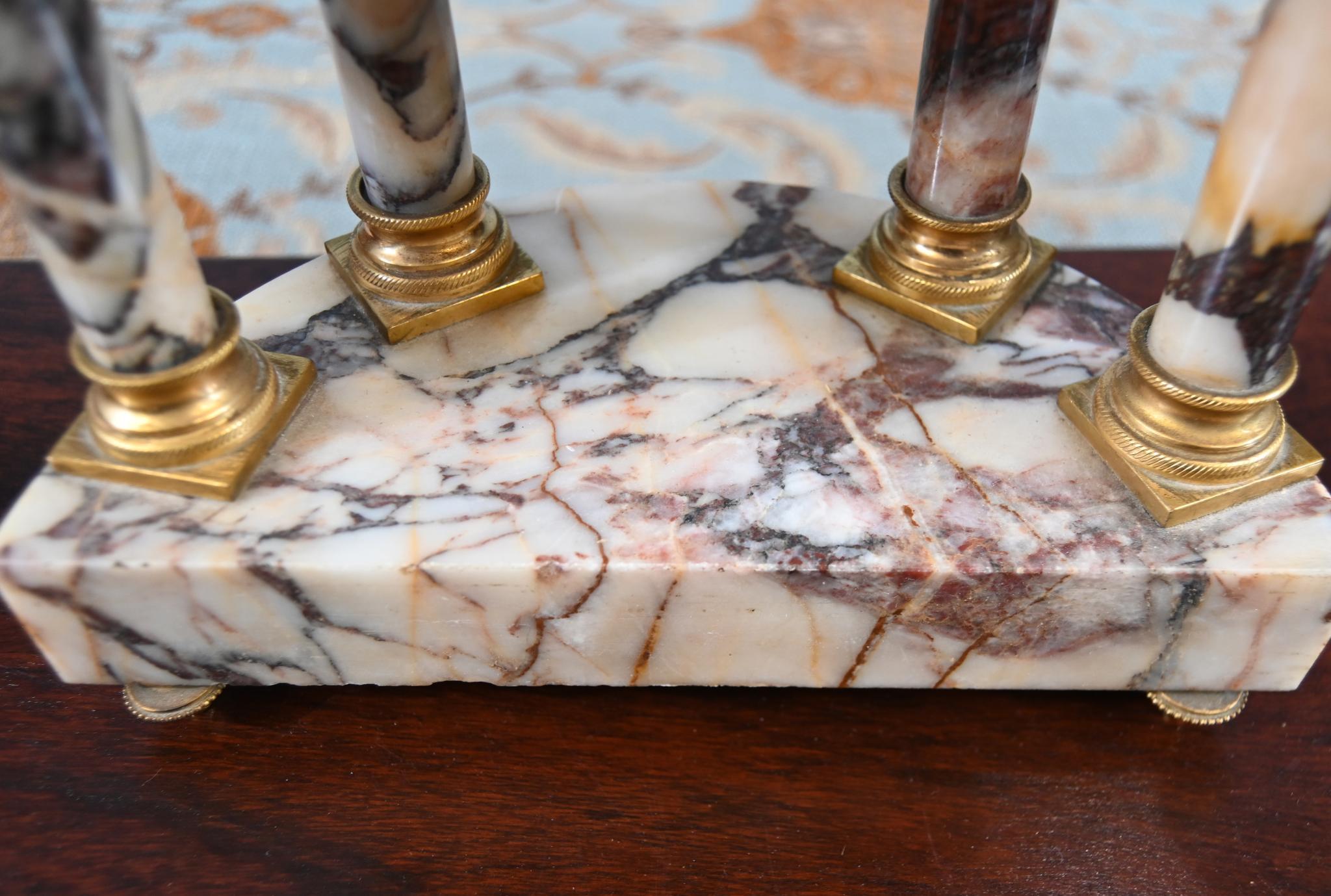 Louis XVI Clock Set Garniture Marble Gilt Candelabras French 1890 For Sale 1