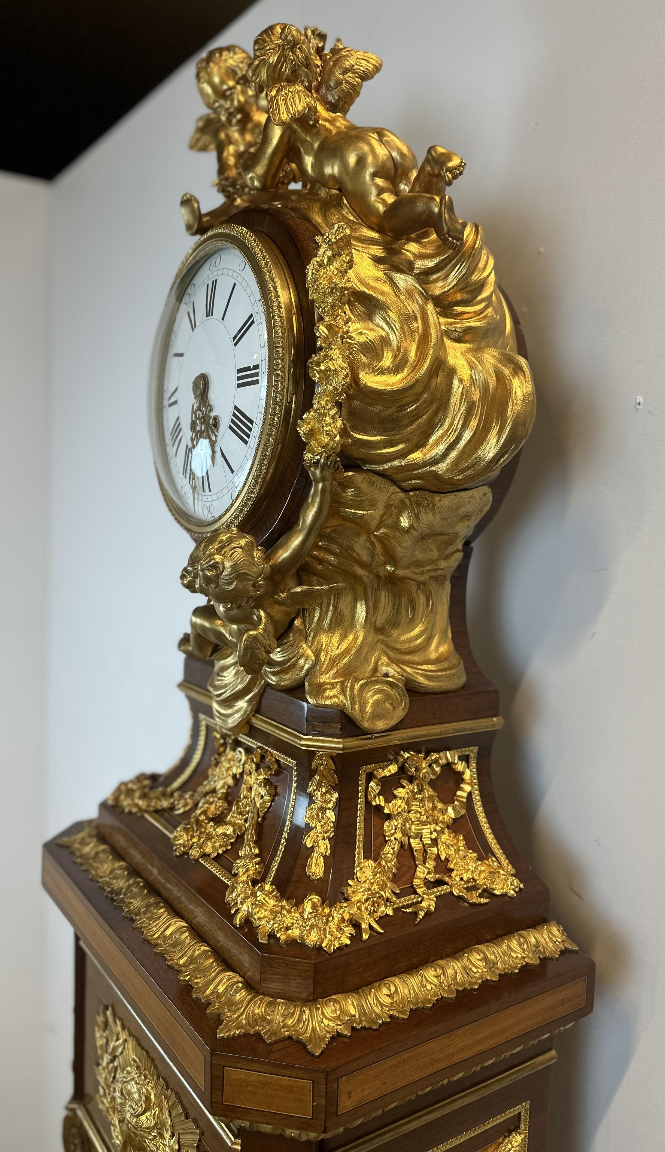 Louis XVI Clock Signed E. Khan After Jean-Henri Riesener 230 Cm For Sale 4