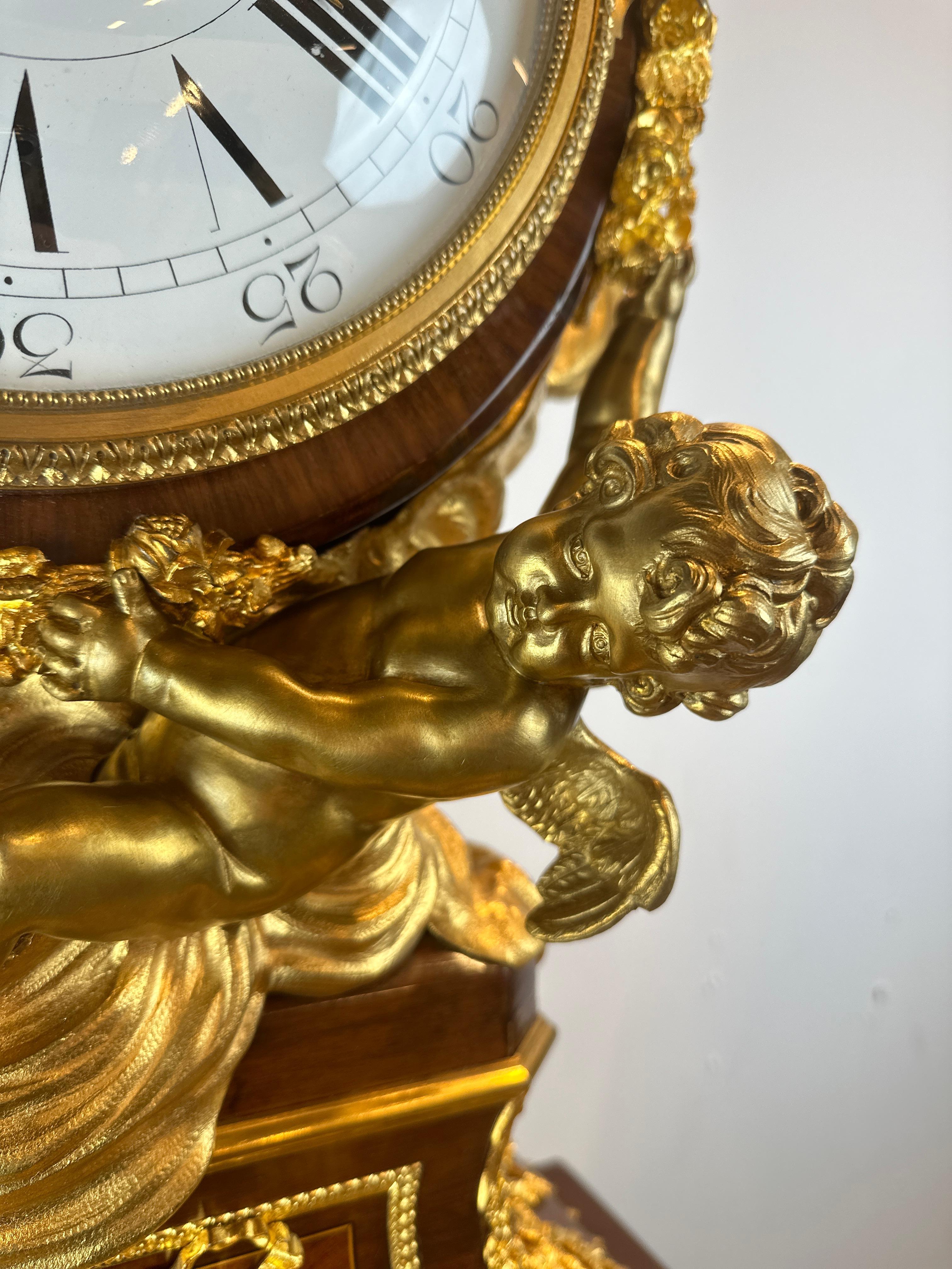 Louis XVI Clock Signed E. Khan After Jean-Henri Riesener 230 Cm For Sale 1