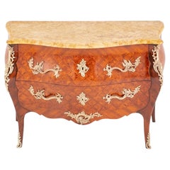 Louis XVI Commode Bombe Chest Drawers Parquetry