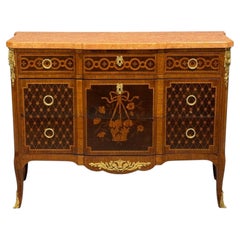 Louis XVI, Kommode, Bronze, Intarsien, Kunstmarmor, Frankreich, 20.