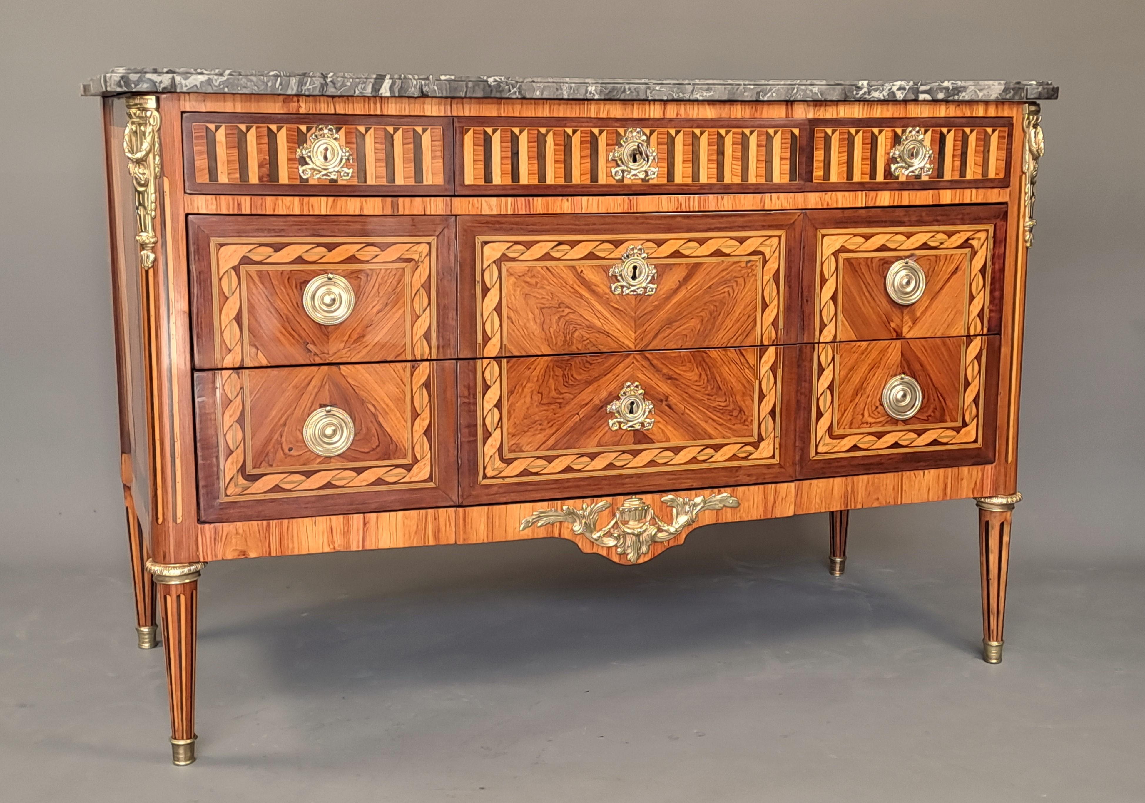 Marquetry Louis XVI Commode Stamped Nicolas Virrig For Sale
