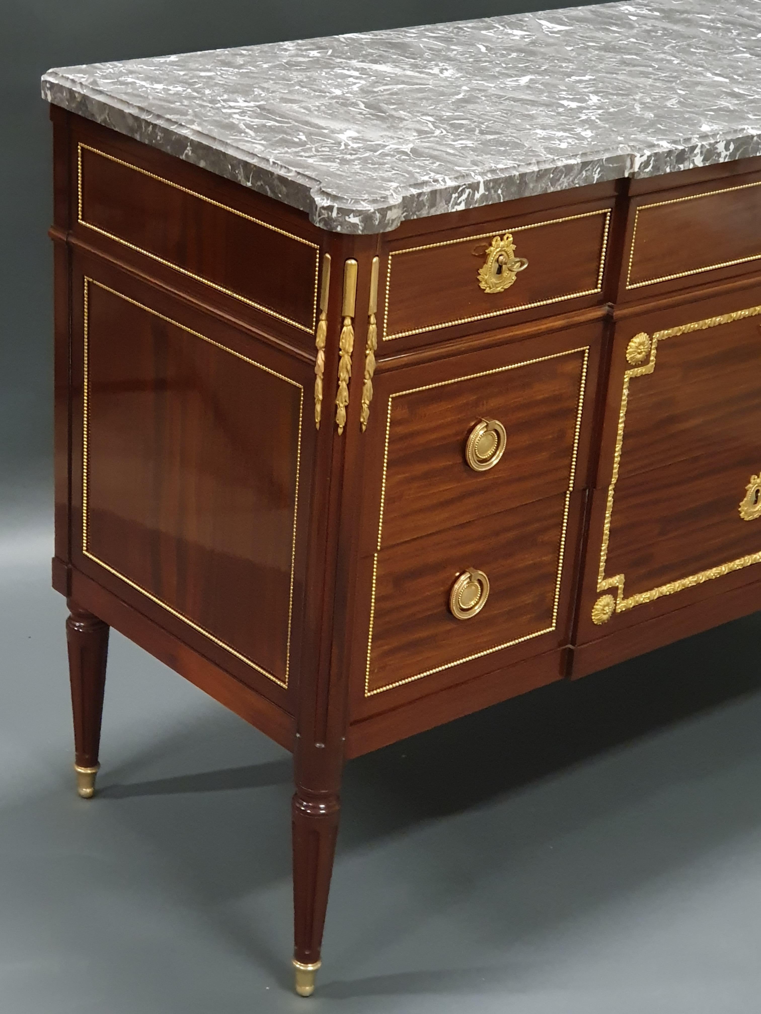 Marquetry Louis XVI Commode Stamped Rinck In Paris After A Riesener Model