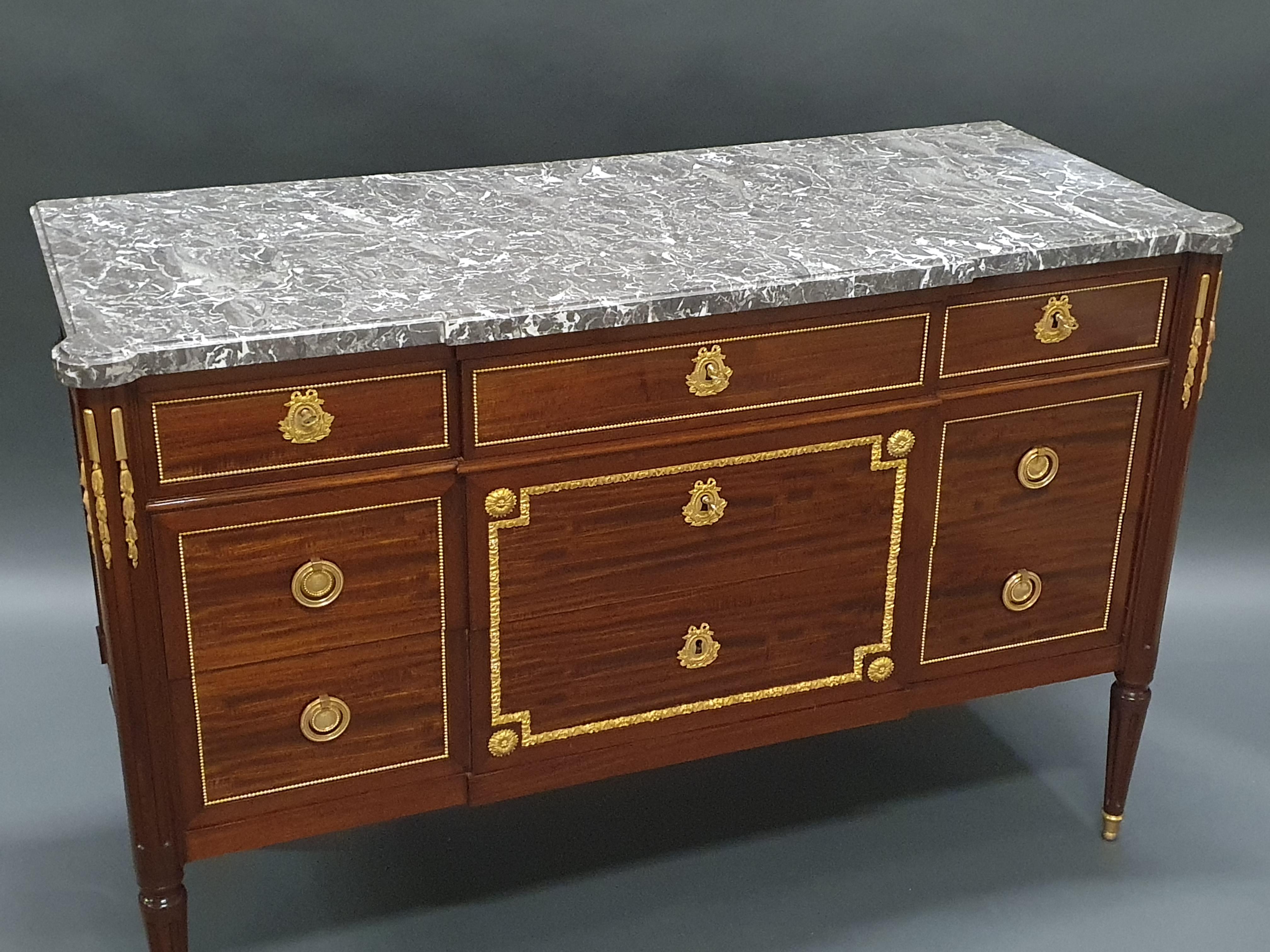 Mahogany Louis XVI Commode Stamped Rinck In Paris After A Riesener Model