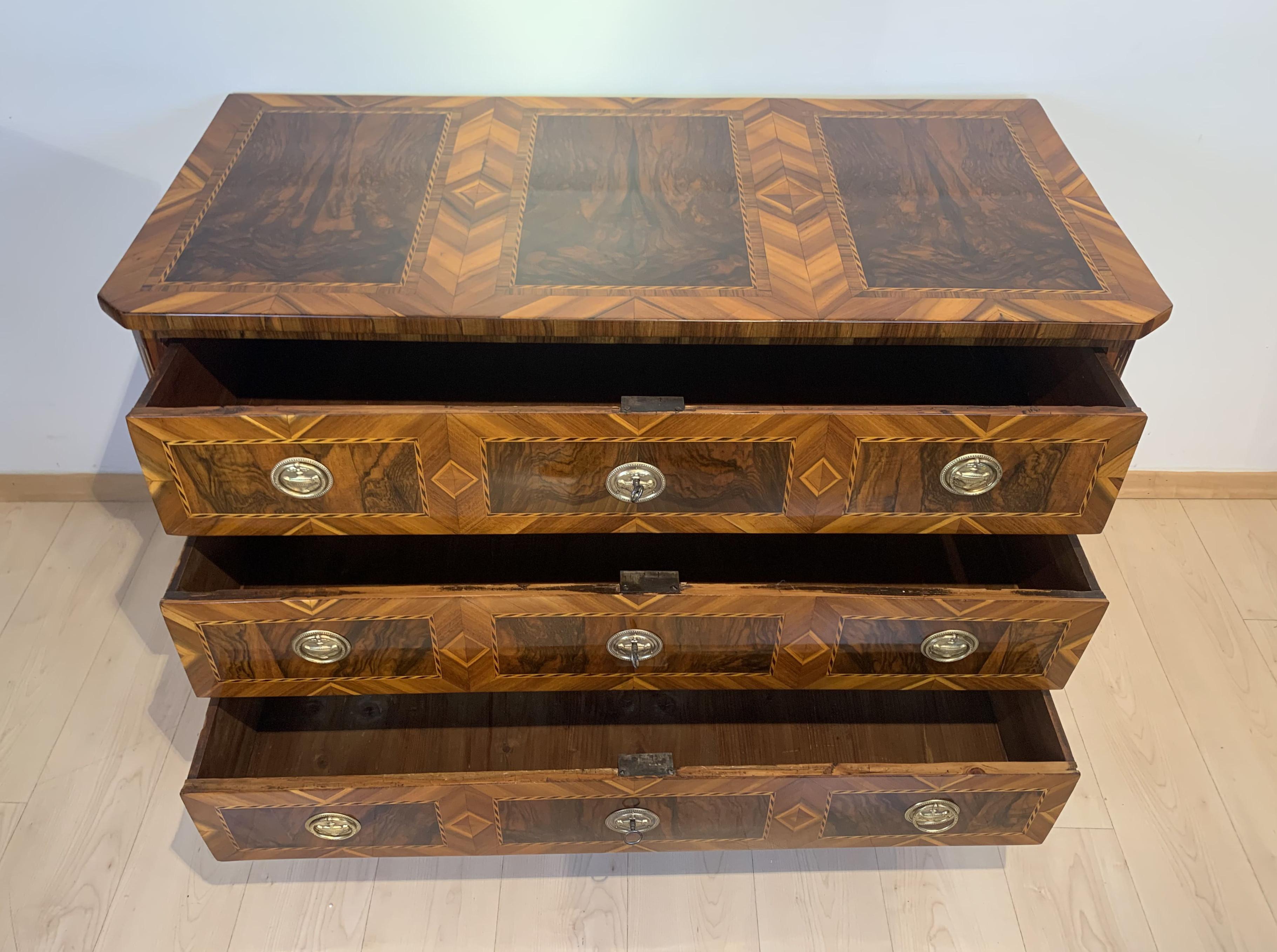 Louis XVI Commode, Walnut, Maple, Plum, Ebony, Brass, South Germany, circa 1790 5