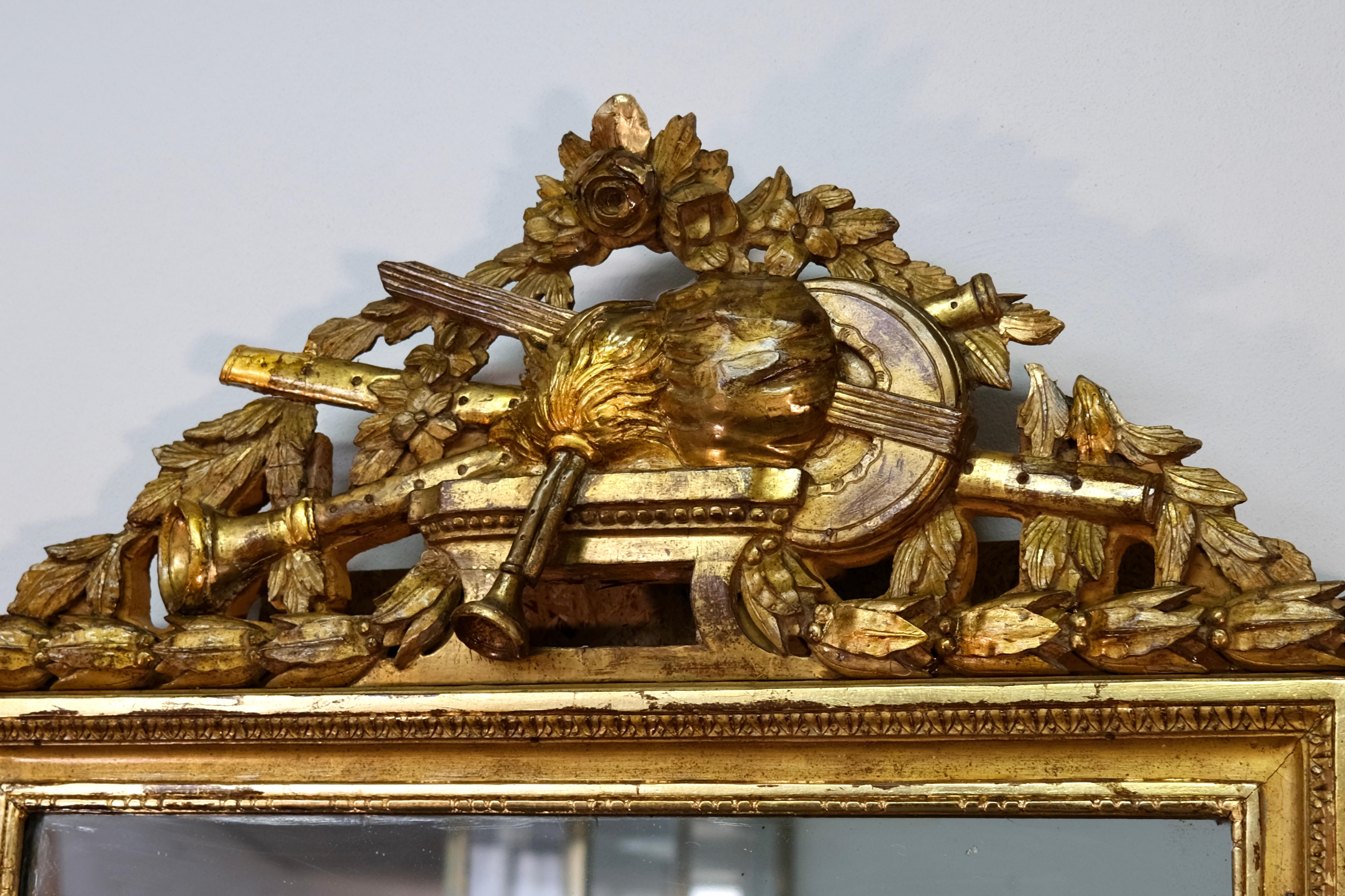 Louis XVI Console and Mirror Set, Gilded Wood with Marble, France circa 1780 For Sale 4