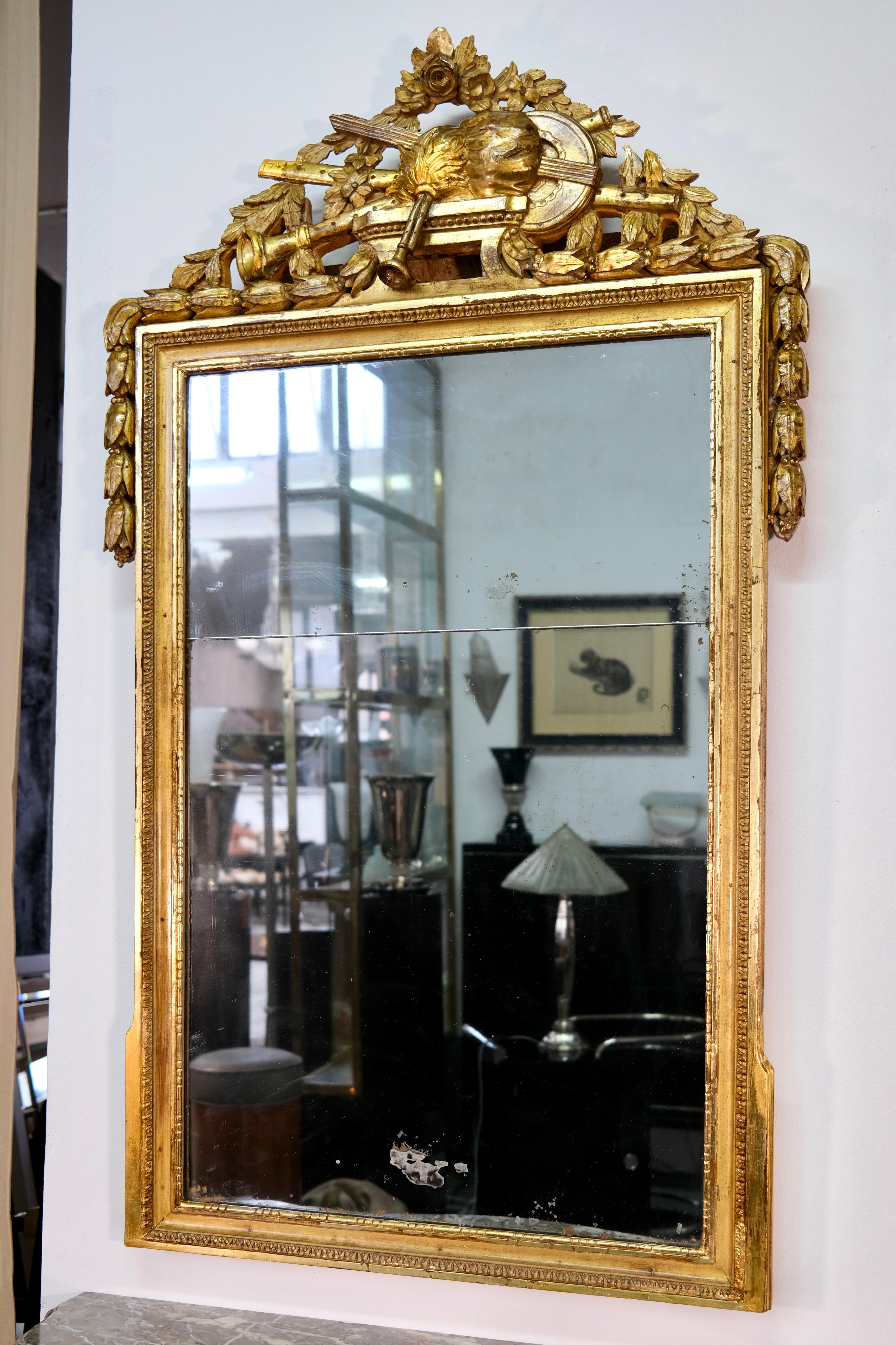 Louis XVI Console and Mirror Set, Gilded Wood with Marble, France circa 1780 For Sale 7