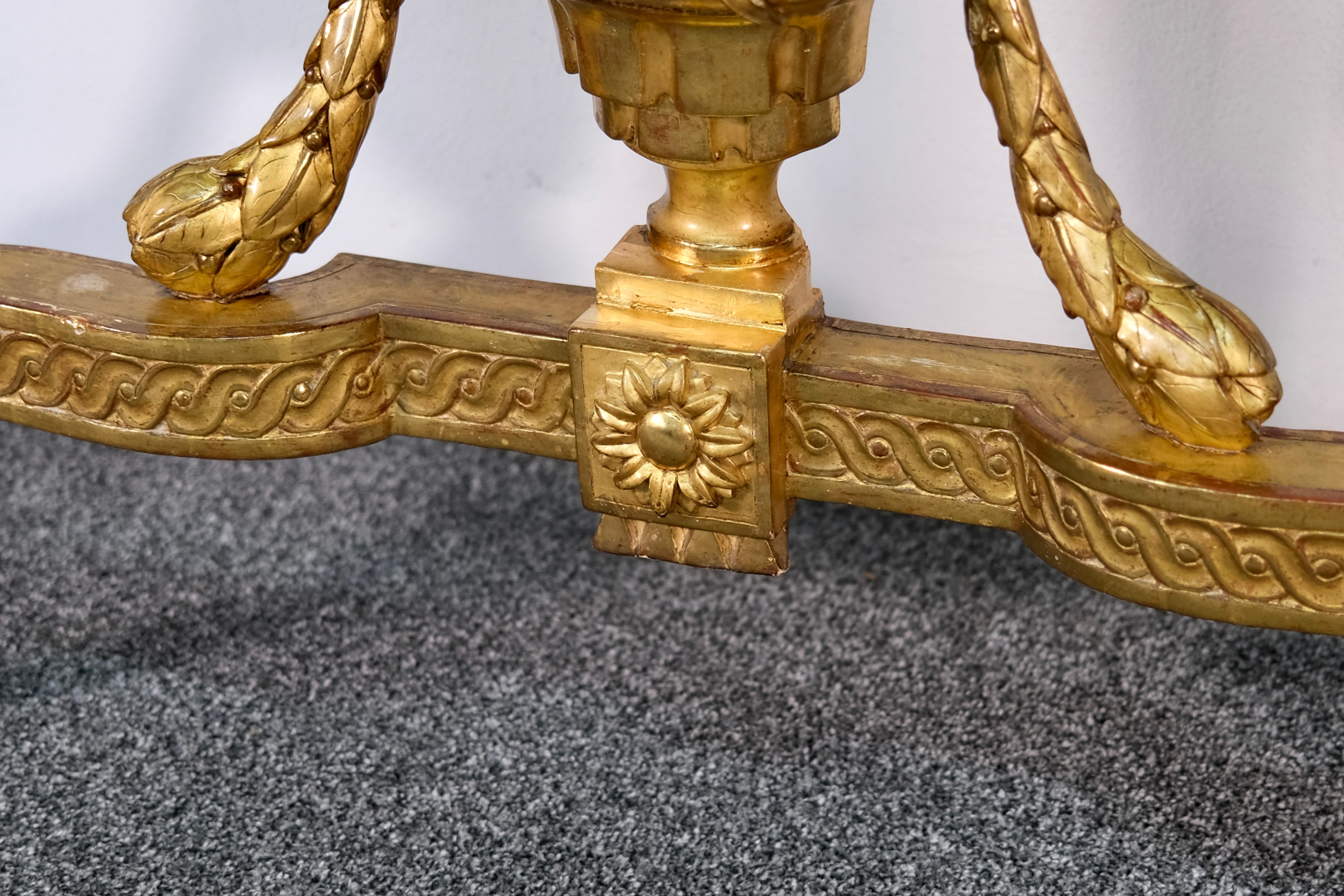 Louis XVI Console and Mirror Set, Gilded Wood with Marble, France circa 1780 For Sale 2