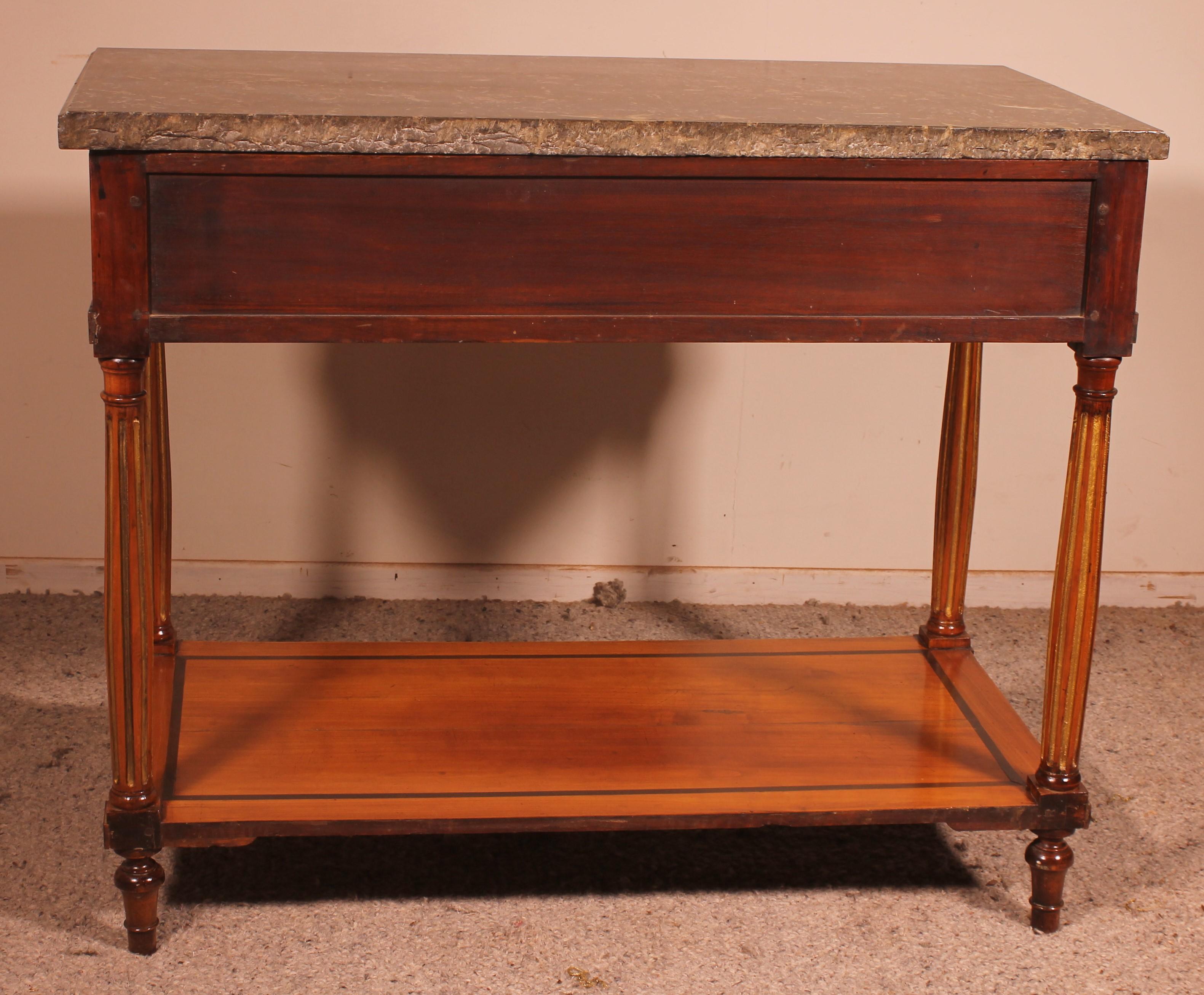 Louis XVI Console in Cherry Wood, 18th Century Stamped Lm Pluvinet For Sale 7