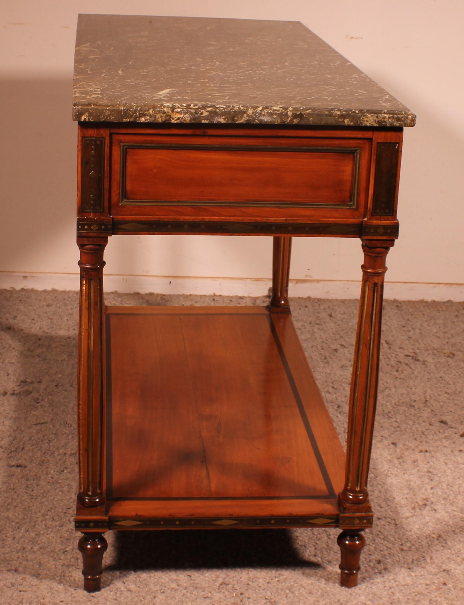 Louis XVI Console in Cherry Wood, 18th Century Stamped Lm Pluvinet For Sale 8