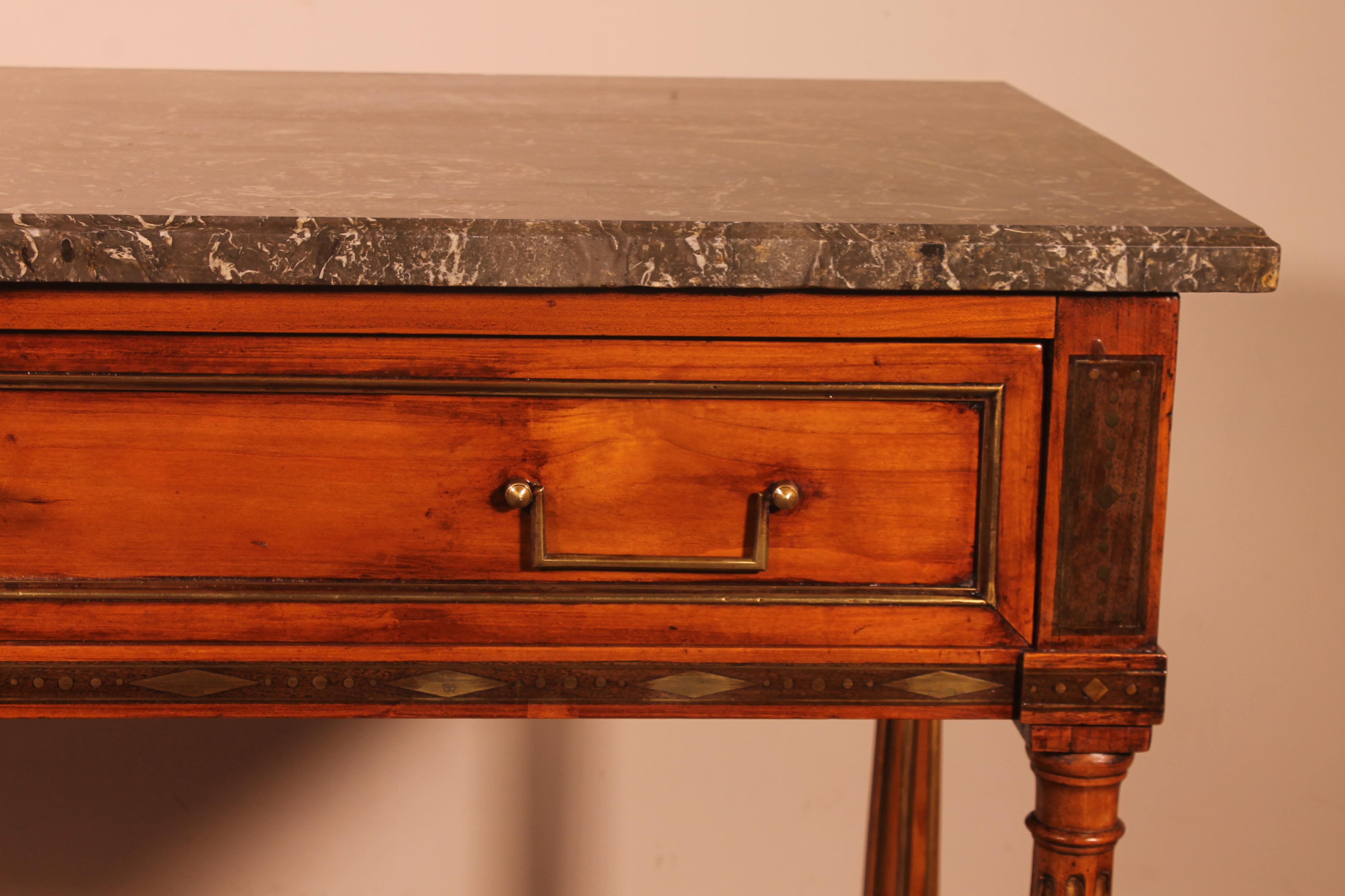 18th Century and Earlier Louis XVI Console in Cherry Wood, 18th Century Stamped Lm Pluvinet For Sale