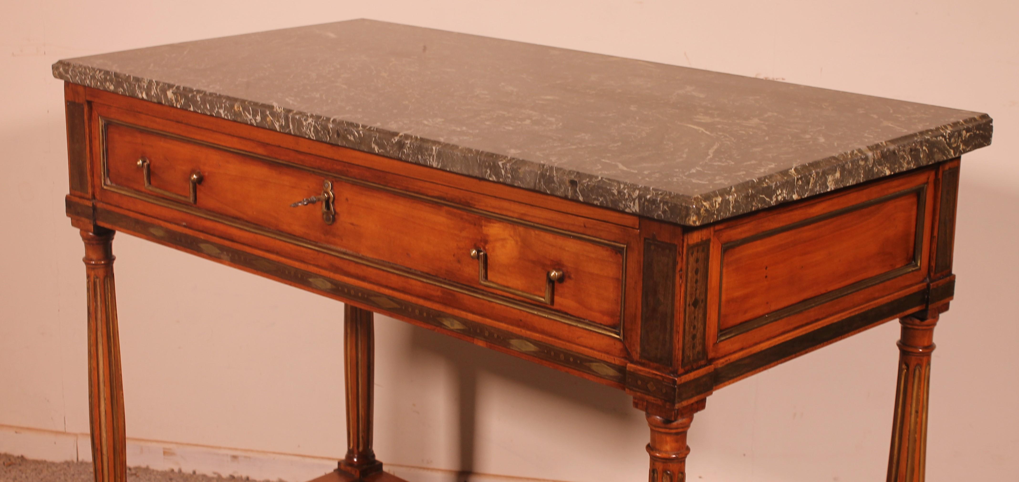 Louis XVI Console in Cherry Wood, 18th Century Stamped Lm Pluvinet For Sale 4