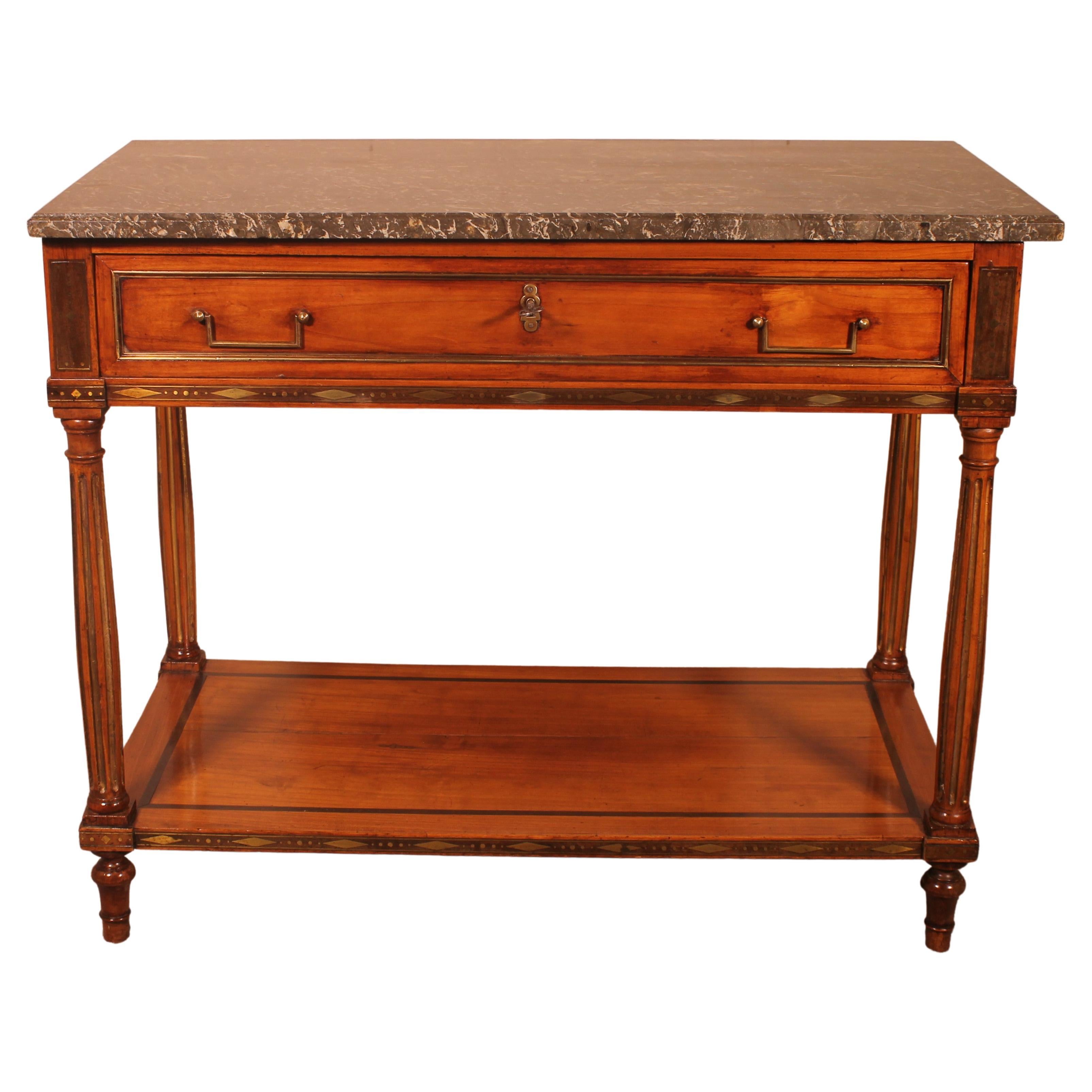 Louis XVI Console in Cherry Wood, 18th Century Stamped Lm Pluvinet