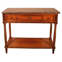 Antique Louis XVI Console in Cherry Wood, 18th Century Stamped Lm Pluvinet