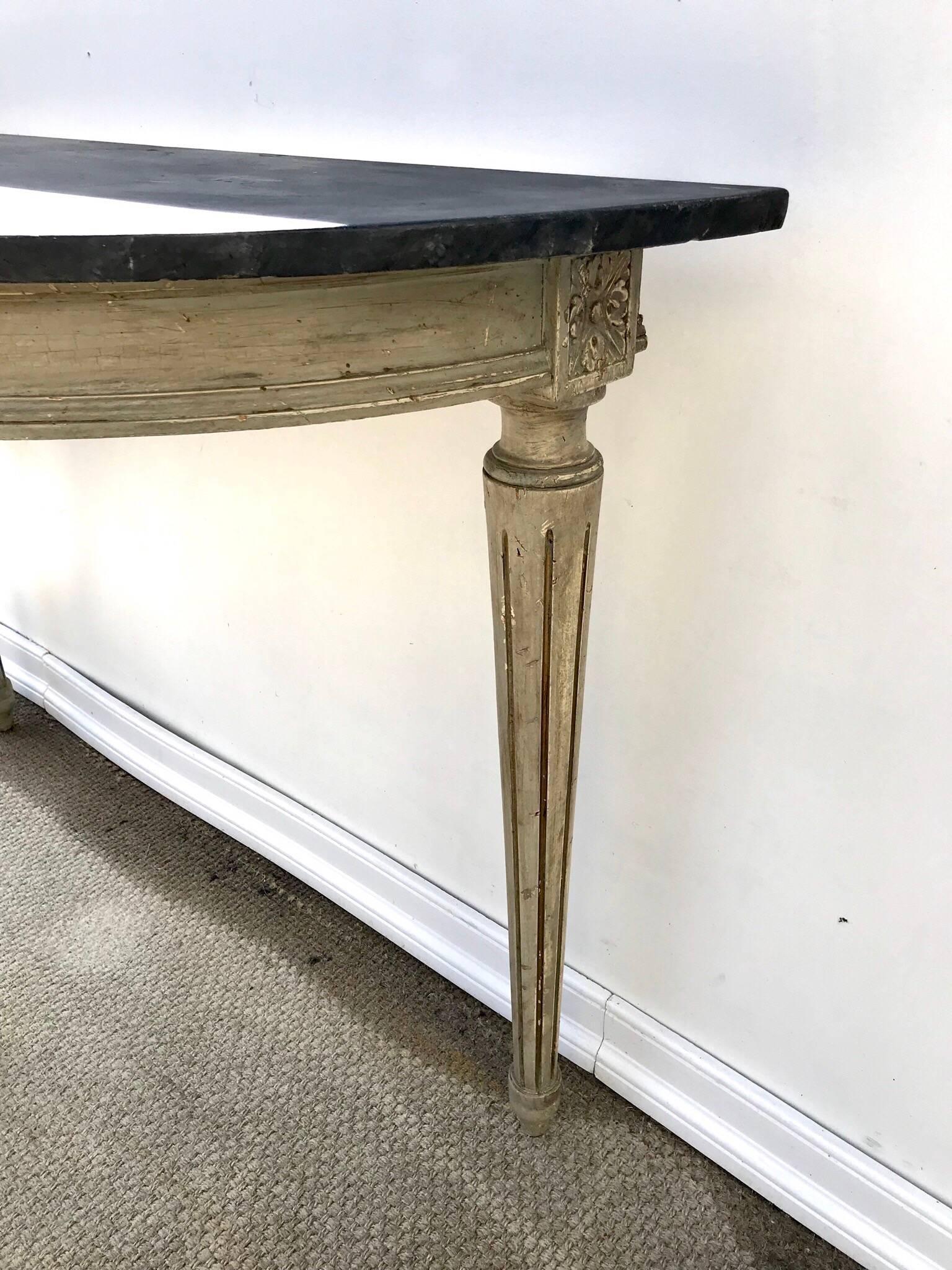 Wood Louis XVI Console in French Gray Paint