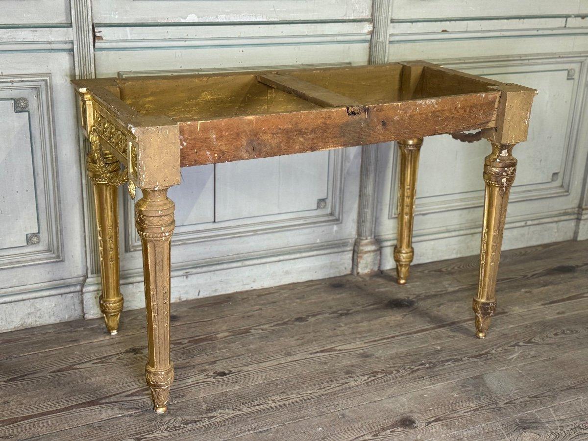 Louis XVI Console In Gilded Wood, Ardennes Grey Marble, 18th Century For Sale 7