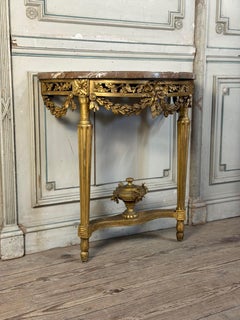 Louis XVI console in gilded wood, Rance marble, 18th century