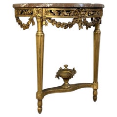 Louis XVI console in gilded wood, Rance marble, 18th century