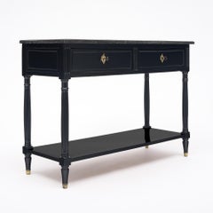 Louis XVI Console Table, Ebonized Mahogany, Marble, French, 1800