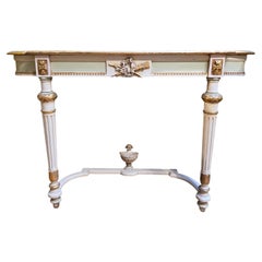 Louis XVI Console Table, Polychromed Wood, France, 1870