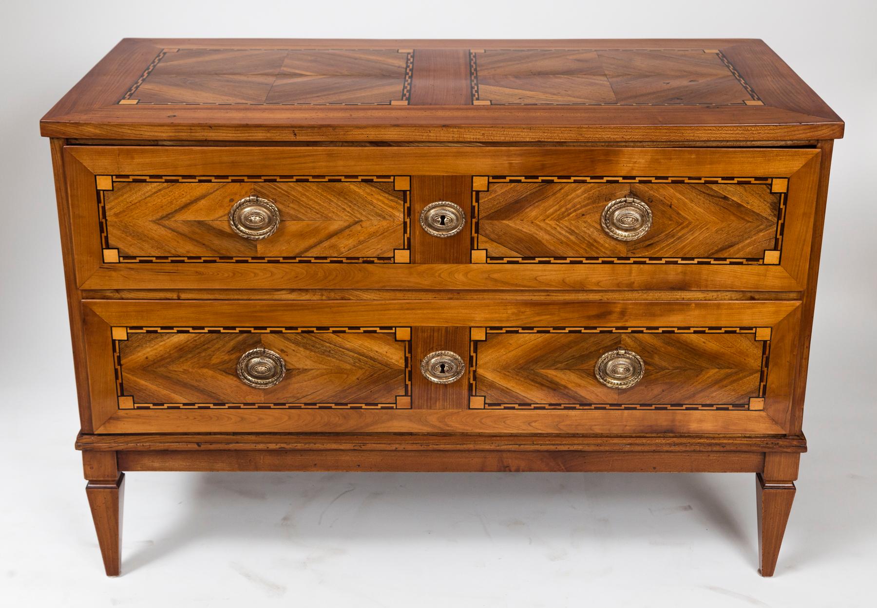 Italian Louis XVI Continental Commode in Fruitwood