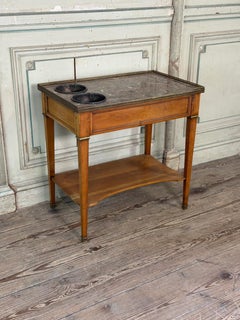Louis XVI cooling table in mahogany, brass, and marble, 18th century