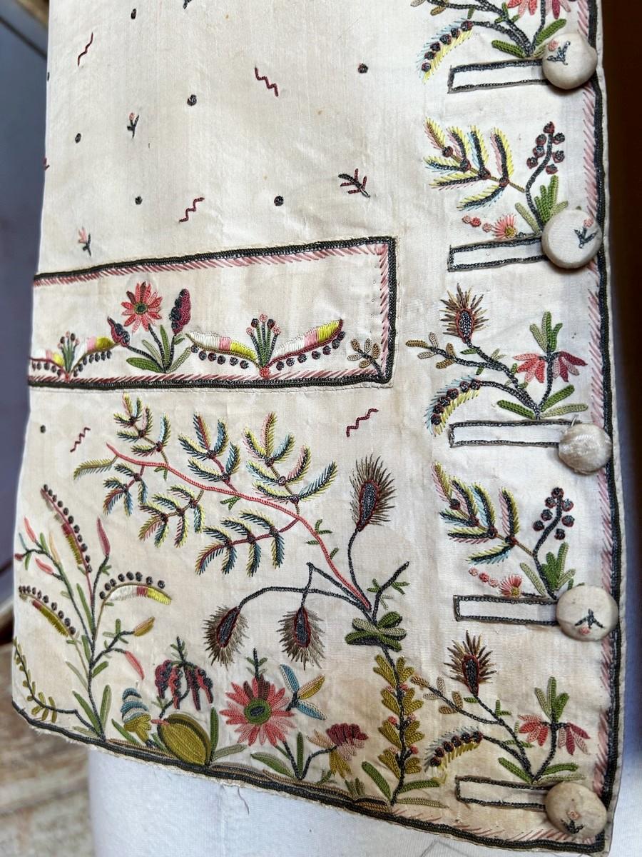 Louis XVI court waistcoat in embroidered taffeta - France Circa 1785 6