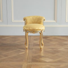 Louis XVI Crosse Renverse Stool Painted with Gold Highlights