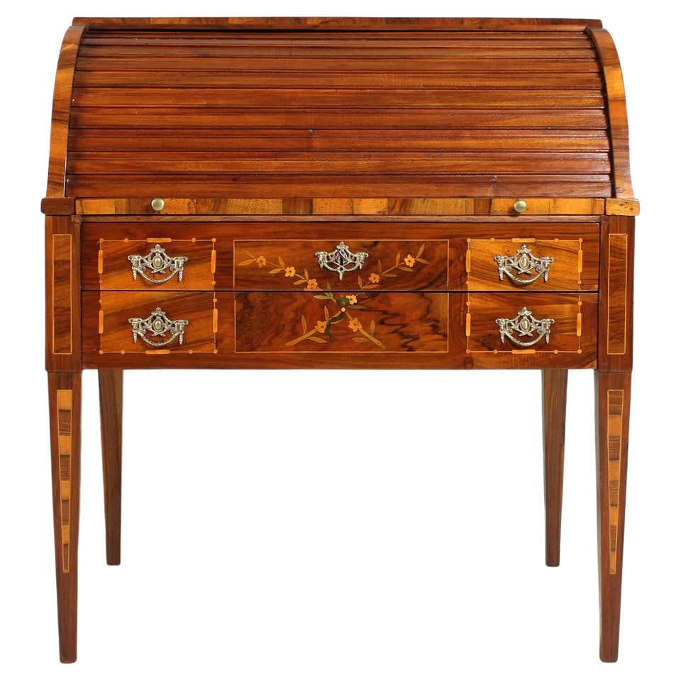 Library Writing Desk Antique Mahogany Chippendale Serpentine Oxbow Secretary Library Writing ...