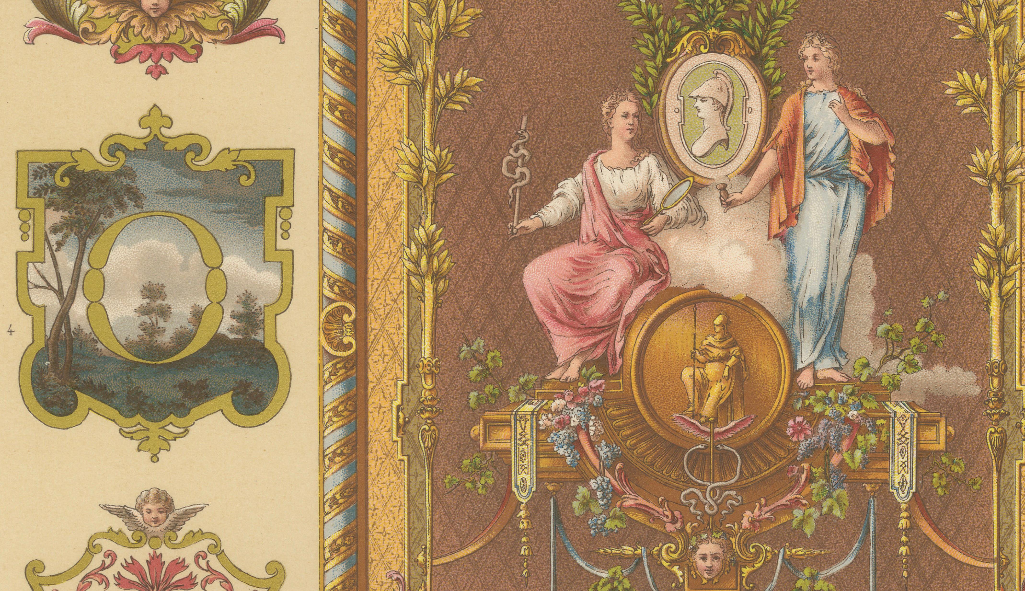 Louis XVI Decorative Ornament Chromolithograph by Albert Racinet, Paris, c. 1873
