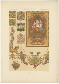 Louis XVI Decorative Ornament Chromolithograph by Albert Racinet, Paris, c. 1873