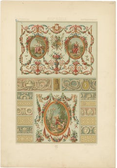Louis XVI Decorative Panel Chromolithograph by Albert Racinet, Paris, c. 1873