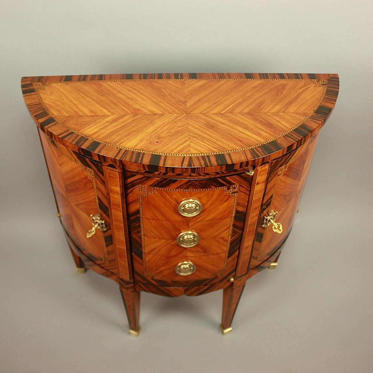 Louis XVI Demilune Marquetry Cabinet, circa 1770 5