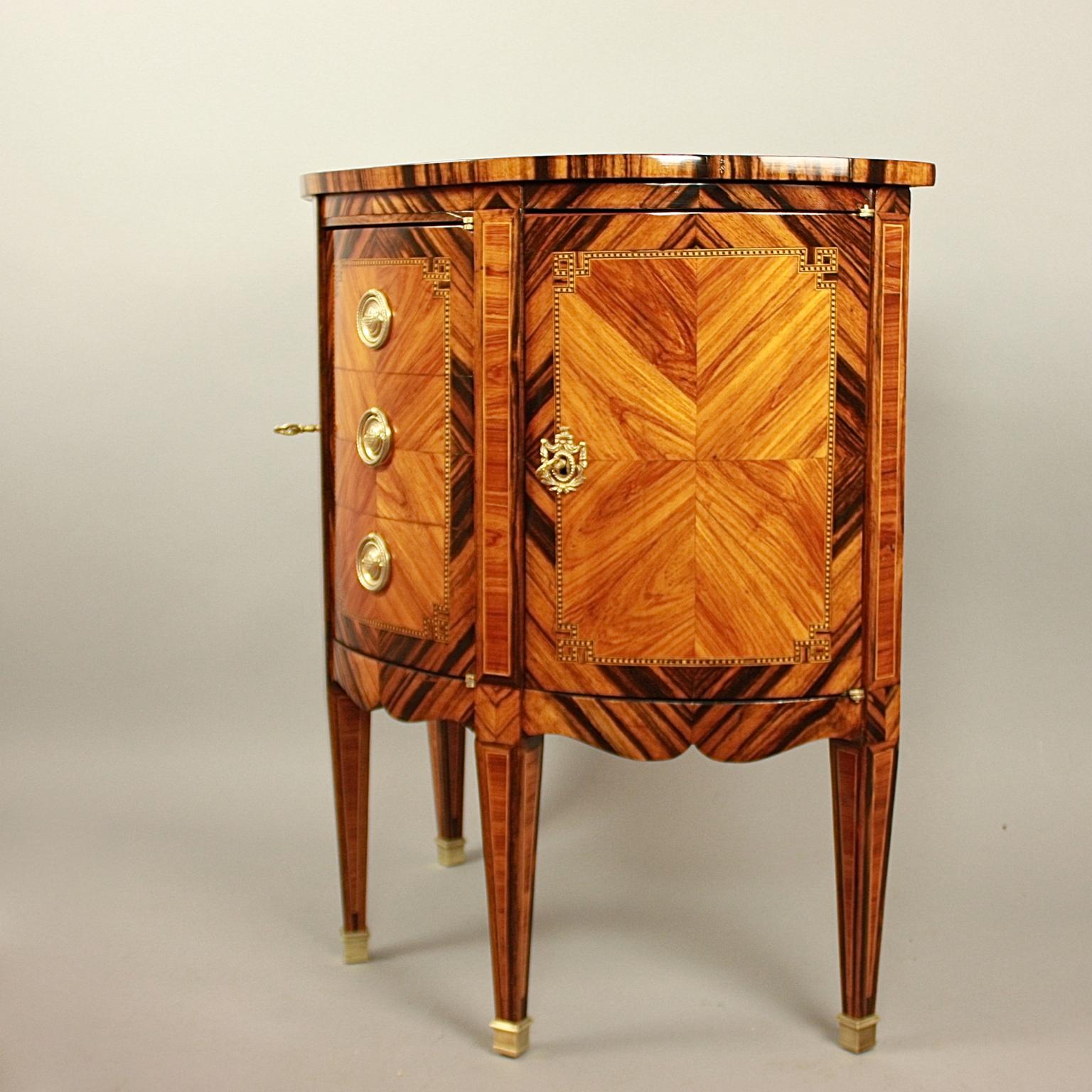 Louis XVI Demilune Marquetry Cabinet, circa 1770 2