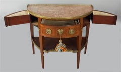 Louis XVI Demilune Table with Marble Top and Writing Surface