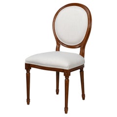 Louis XVI Dining Chairs with Oval Backs in Walnut, Sets of 2