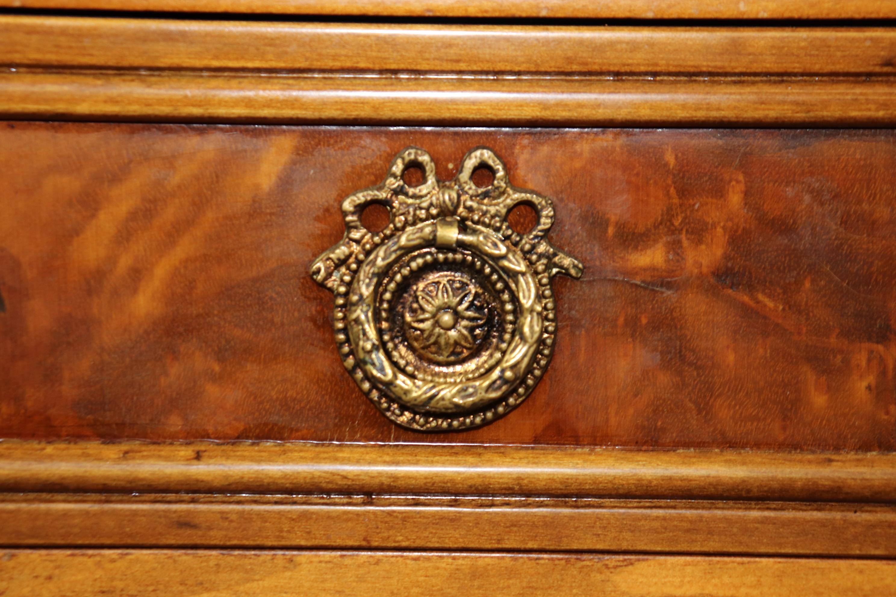 Bureau de style Directoire Louis XVI monté sur laiton et dessus en cuir 1