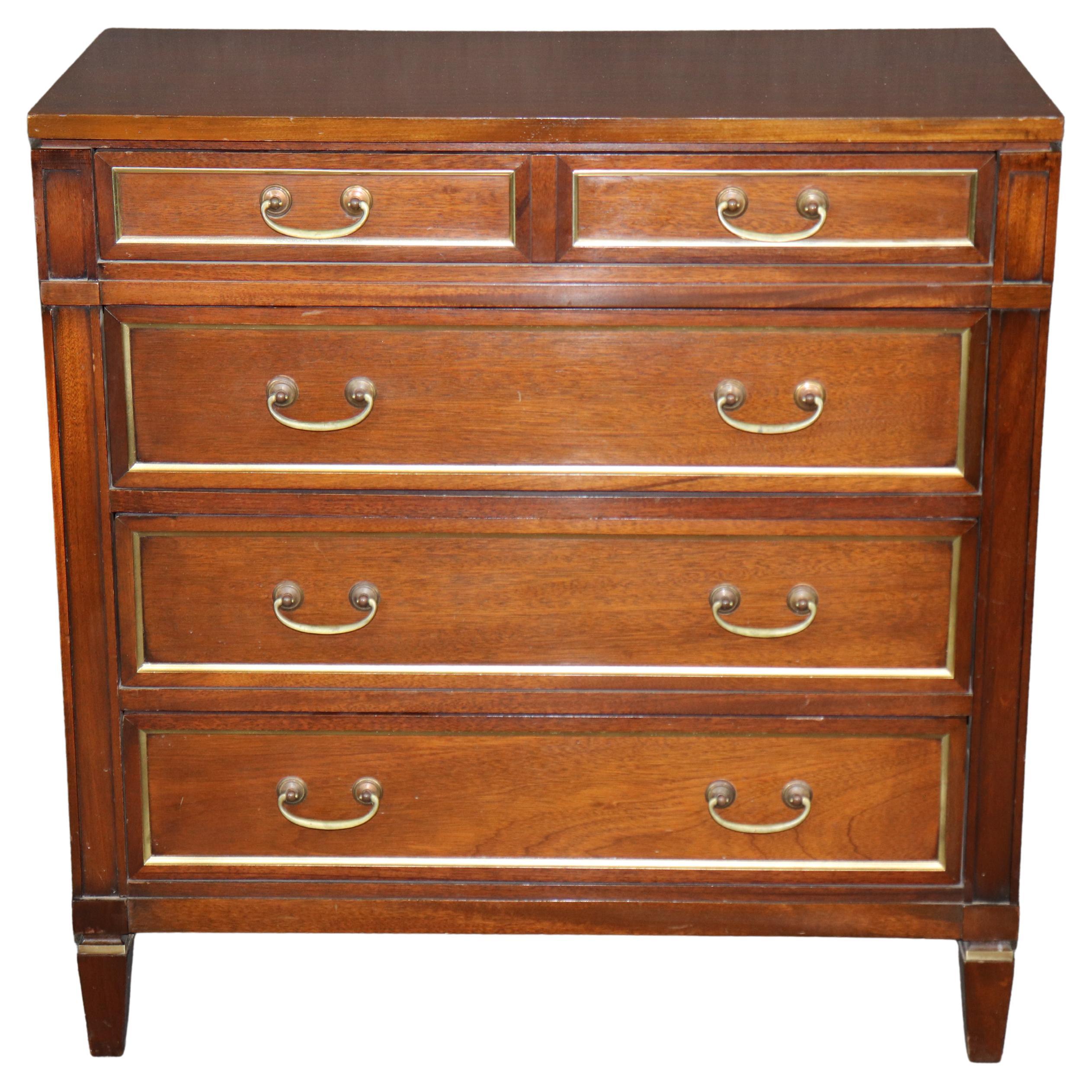 Louis XVI Directoire Style Mahogany 4 Drawer Commode Chest of Drawers C. 1940's