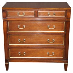Louis XVI Directoire Style Mahogany 4 Drawer Commode Chest of Drawers C. 1940's