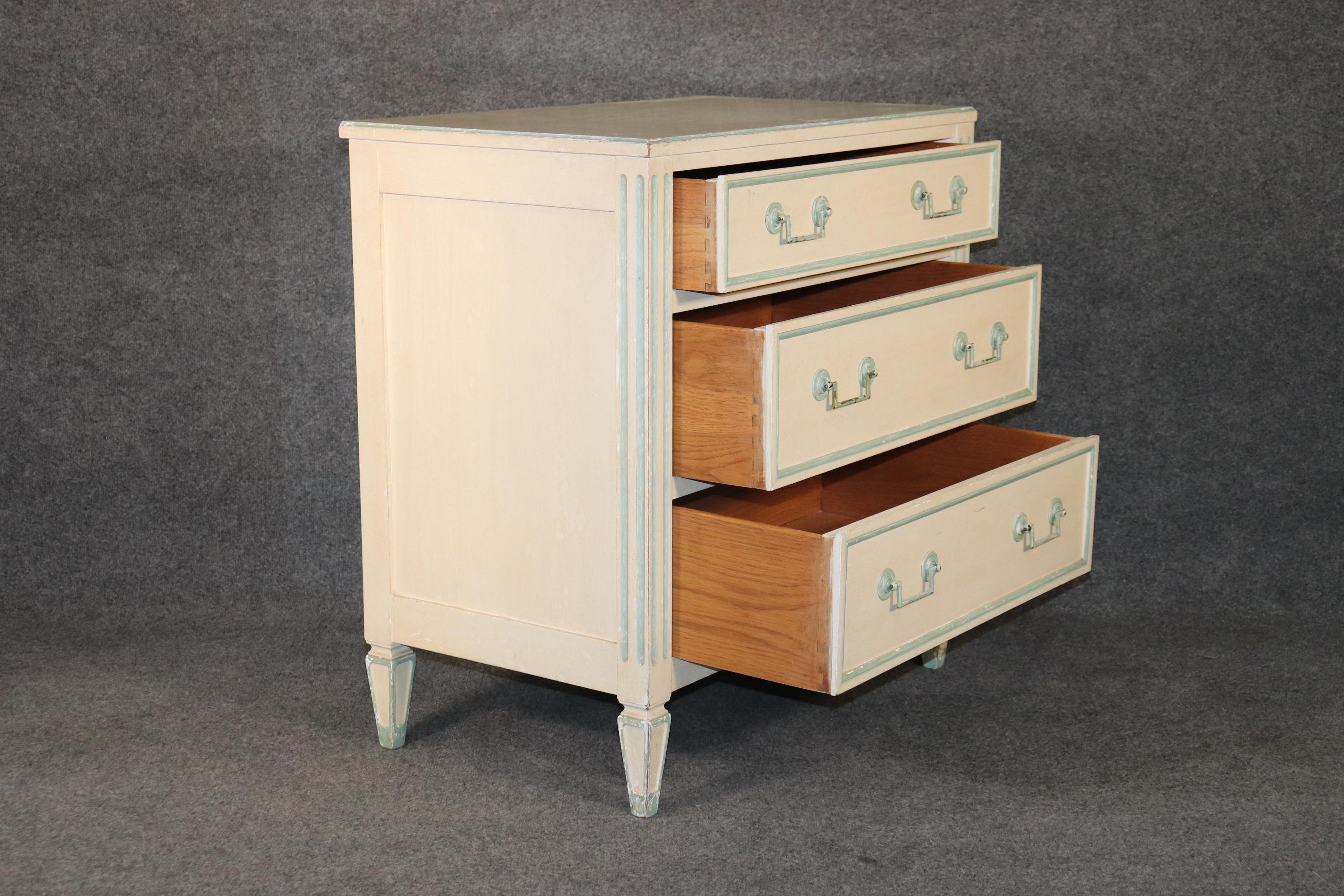 Mid-20th Century Louis XVI Directoire Style Paint Decorated Chest of Drawers Commode by Bodart