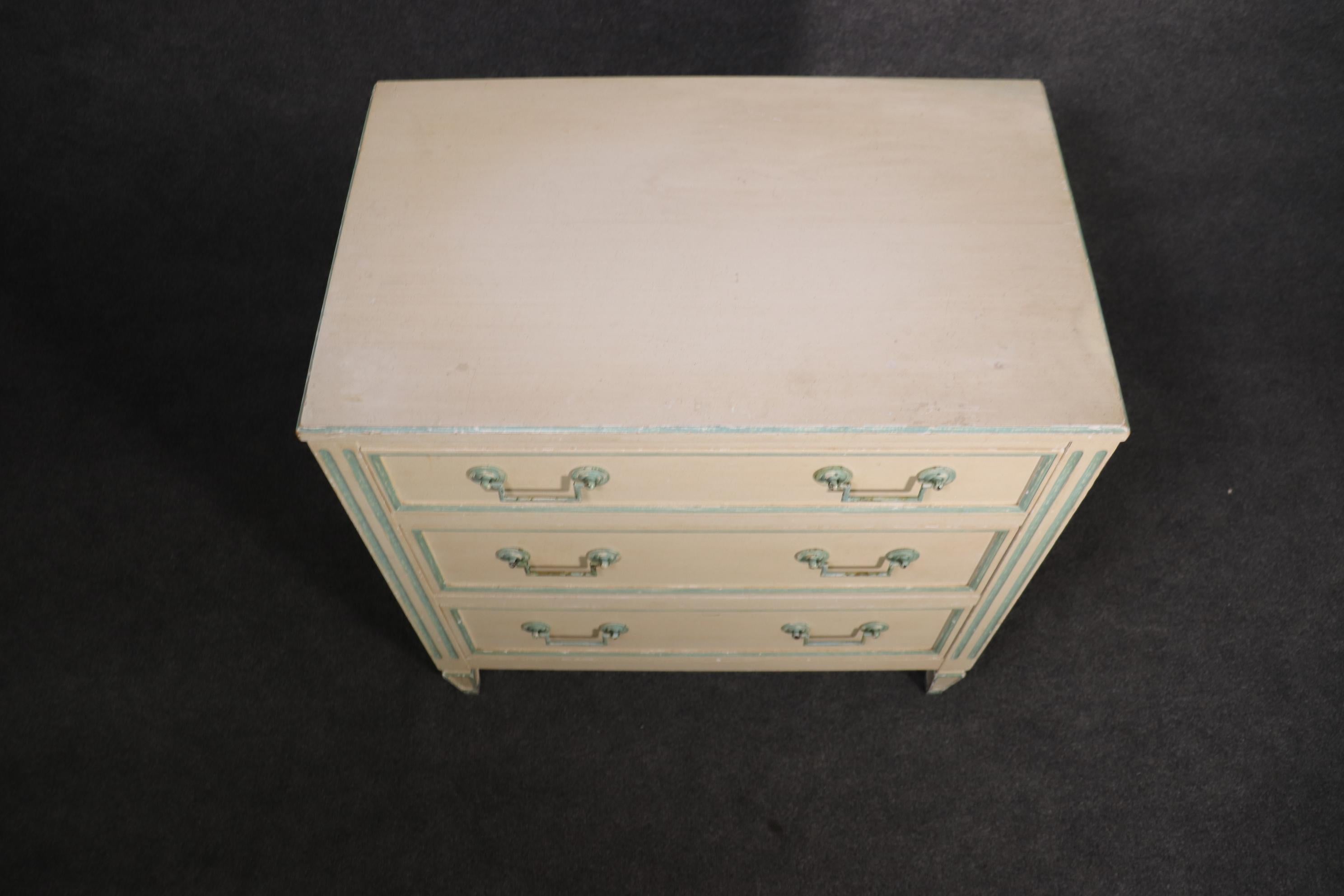 Brass Louis XVI Directoire Style Paint Decorated Chest of Drawers Commode by Bodart