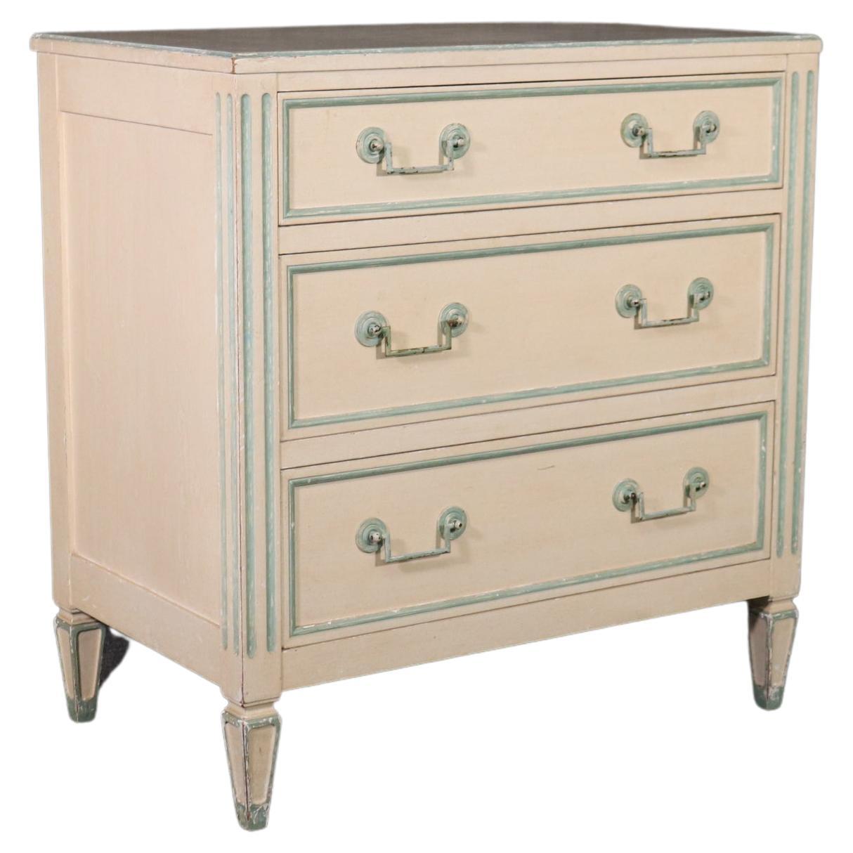 Louis XVI Directoire Style Paint Decorated Chest of Drawers Commode by Bodart